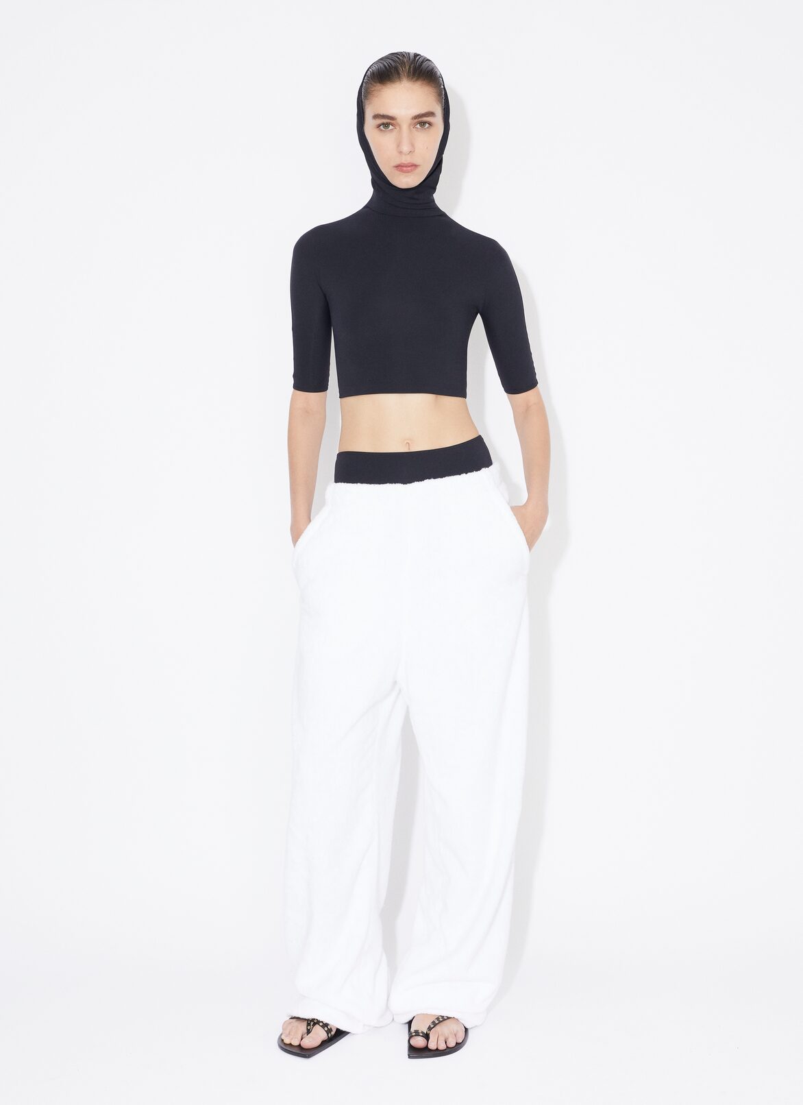 LOOSE PANTS IN COTTON TERRY ALAÏA WHITE LOOSE PANTS IN COTTON TERRY